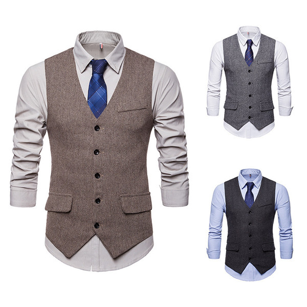 HO new 2019 vest male money herringbone single-breasted vest Cultivate one's morality suit