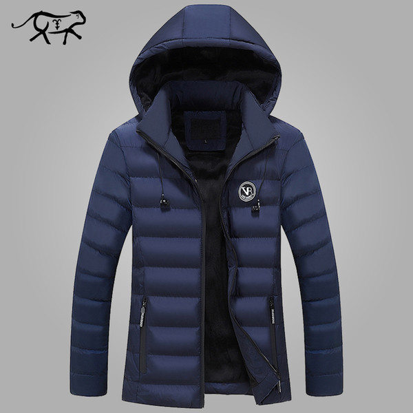 Winter Jacket Men Brand Hat Detachable Warm Cotton-Padded Outwear Mens Coats Jackets Hooded Collar Slim Clothes Thick Parkas