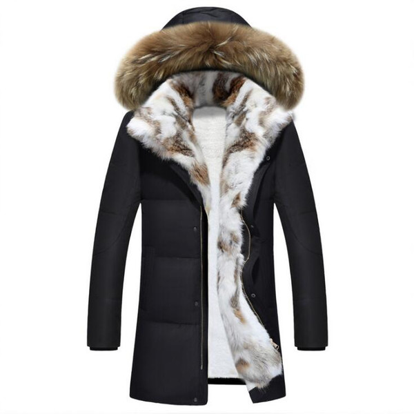 winter High Quality duck down jacket men coat parkas thick Liner male Warm Clothes Rabbit fur collar ,PLUS-SIZE