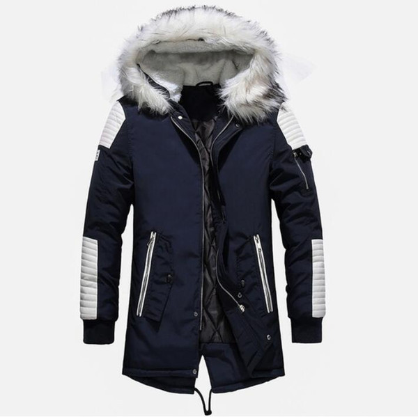 2018 Winter Fur Collar Men's Long Coat Thick Jacket for Men Hooded Coats Men Outerwear Clothing