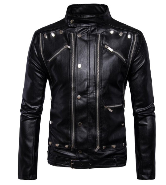 Motorcycle Leather Jackets Men ,Men's Leather Jacket, Jaqueta De Couro Masculina,Mens Leather Jackets Parka 2 Colors