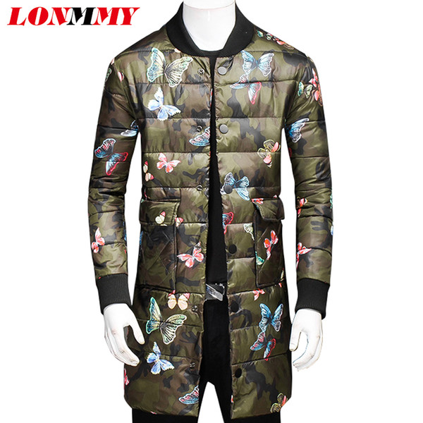 LONMMY 3XL Long style winter jackets mens parka men Fashion butterfly Outerwear Casual Streetwear windbreaker Winter