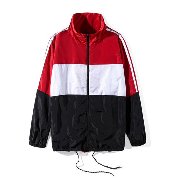 18ss Newest Europe Paris Hoodie Jacket Street Skateboard Panelled Coat Thin Windproof Jacket School Uniform