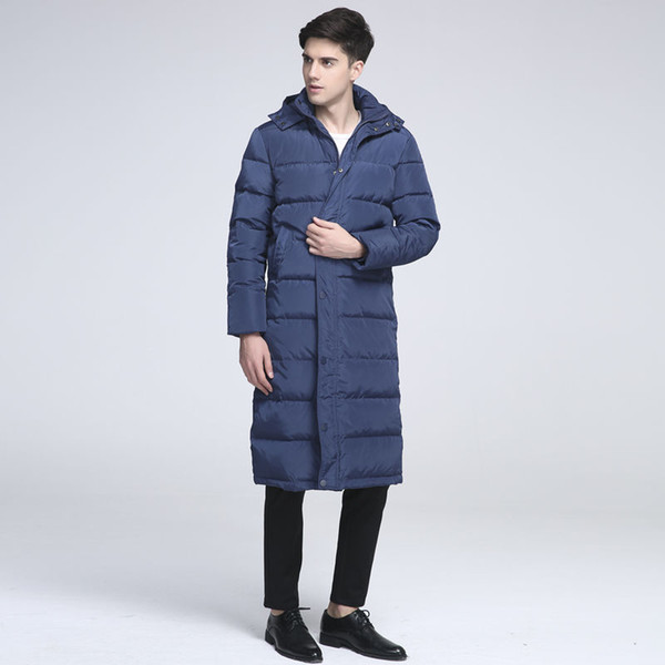 Luxury New Men's Winter Jacket Casual Long Style 90% White Duck Down Coat Thicken Warm Hooded Windproof Loose Outwear CO163