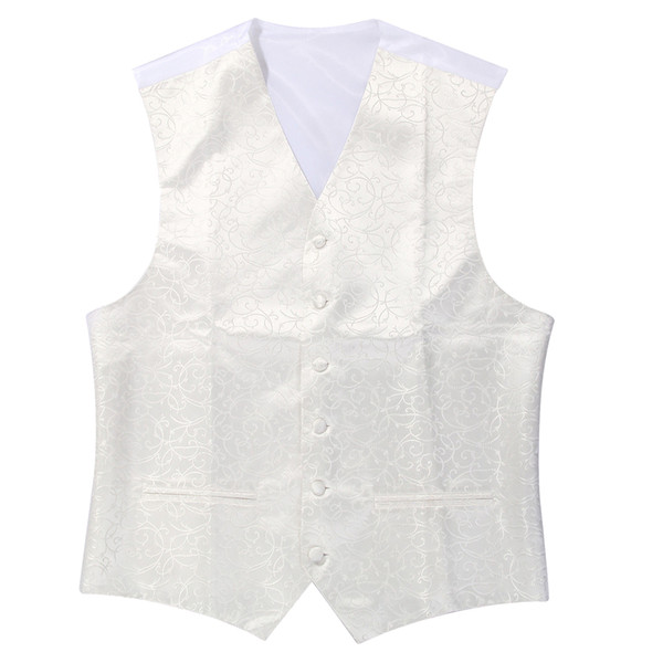 New Mens Top Swirl Wedding Waistcoat (ivory white S/UK 36)