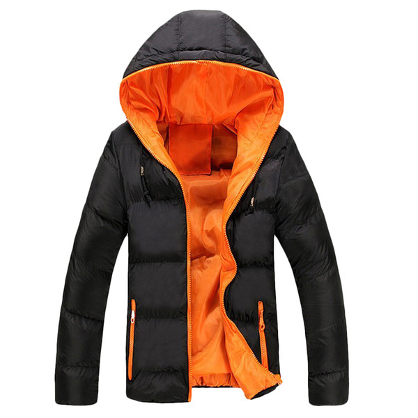 Hooded Collar Long Sleeve Zipper Strap Warm Men Jacket