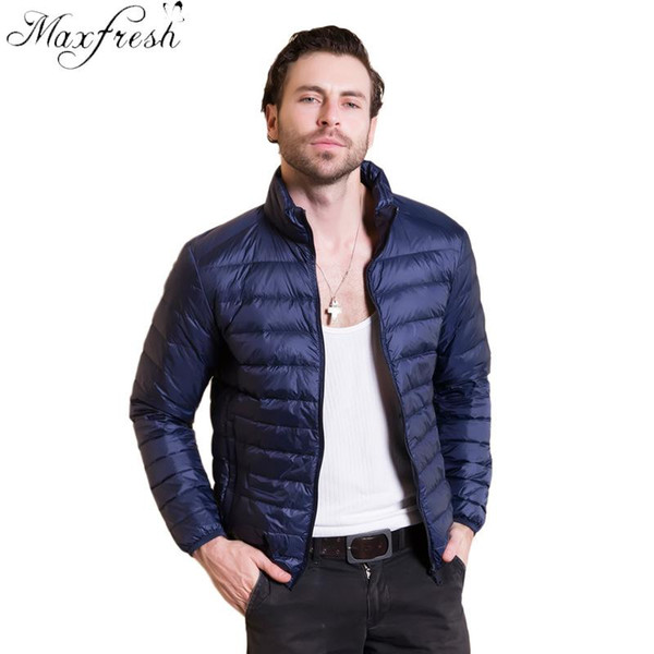 Maxfresh New Autumn Winter Man Duck Down Jacket Ultra Light Thin Plus Size Spring Jackets Men Stand Collar Outerwear Coat