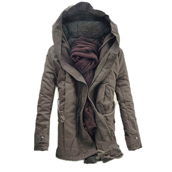 Drop ship Fashion winter warm men parka coat men's hooded jacket coats casual thick cotton padded zipper closed jaqueta parkas