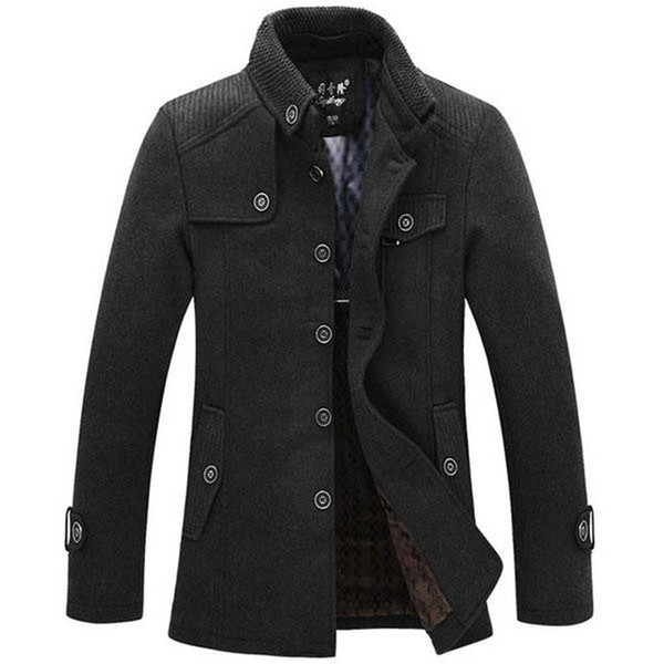 Mens's Warm Fleece 2018 Winter Jakets For Mens Parks Stand-up Collar Mens's Windbreaker Casual Wool Jacket Thickened Woolen Coat