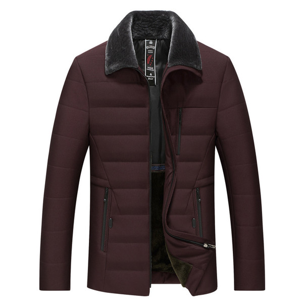 More middle-aged and old man winter jacket dad put winter coat and velvet middle-aged quilted jacket lapel collars