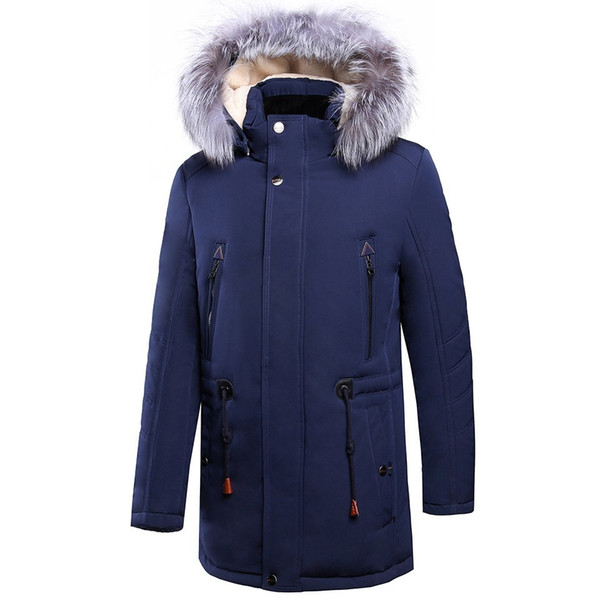 48-58 Plus Size Men Winter Long Fur Collar Thick Fleece Warm Jacket Parkas Men Winter New Casual Outwear Jackets Parka Coats