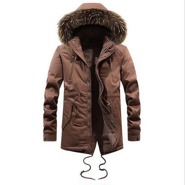 VXO 2019 Warm Men Padded Parka Cotton Coat Winter Hooded Jacket Mens Personality Large Coat Thick Warm Windproof Parkas Male