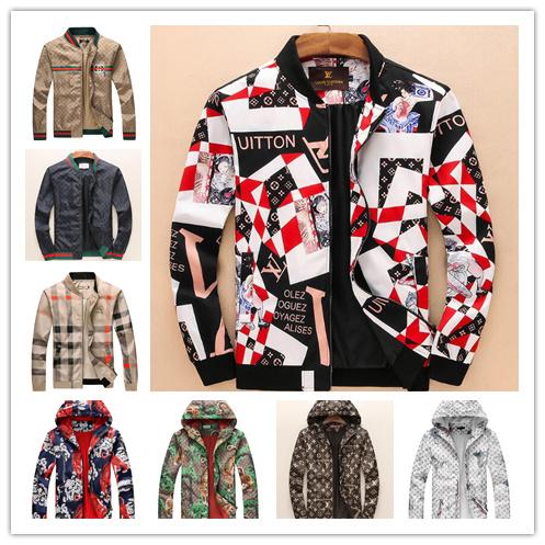 2018 Brand Designer Luxury Mens Jackets New Fashion Casual Printed Outerwear Coats Plus Size Black Red Sportswear Zipper Spring Autumn