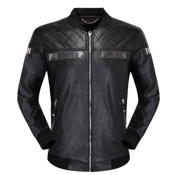 Top Quality Brand Men's PU Faux Leather Jackets Coats Skull Heads Outerwear winter Slim For man Zipper US dollar Designer M-XXXL