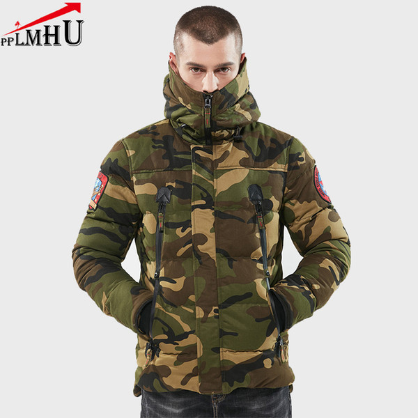 PPLMHU High quality Brand Winter Camouflage Hooded Coat Men New Fashion Men's Thicken Padded Cotton Coat Mens Hoody Parkas