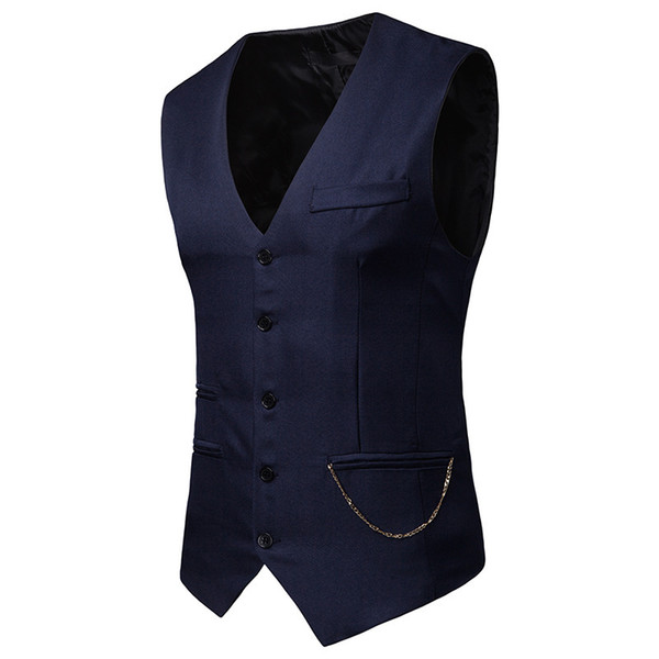 2019 New Arrival Mens Casual vest Slim V-neck Fashion man suits vest Handsome Business Blazer Waistcoat Plus Size M-4XL