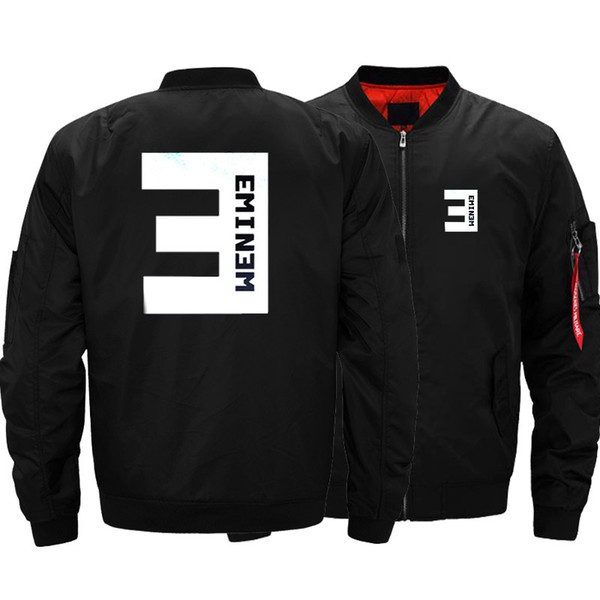 USA SIZE Men's Bomber Jackets Eminem Printed Warm Zipper FLIGHT JACKET Winter thicken Men Coats Fashion Brand Clothings New