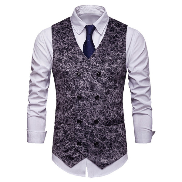 MoneRffi 2019 New Mens Fashion Leopard Printed Waistcoat Vest Party wedding Tie vest Suit Men Casual Business Suit