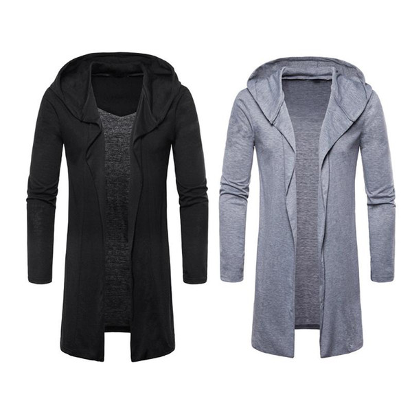 New Men's Fashion Overcoat masculino Casual Silm Trench Jacket Autumn Long Hooded Cloak Outwear Cardigan Capes masculino Coat