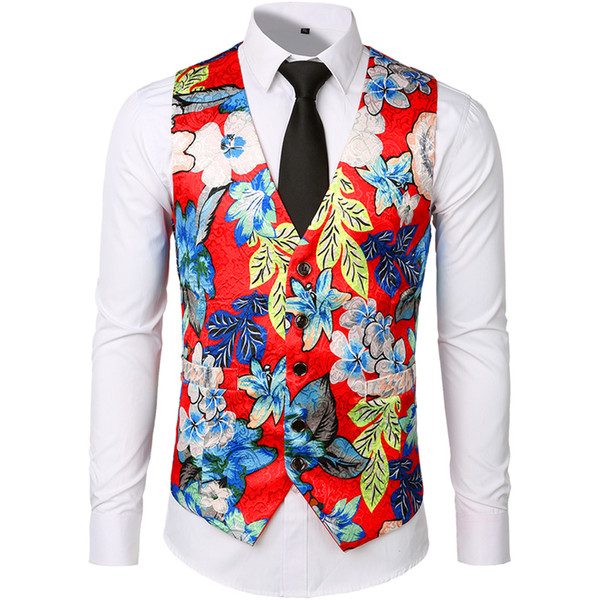 flower vest men jacquard fabric men Waistcoat vests S M L XL XXL vest High quality