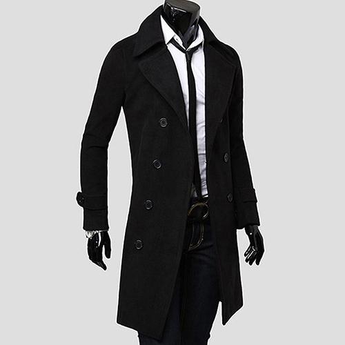 Wholesale- Men's Fashion Double-breasted Briefness Dust Coat Casual Slim Fit Long Outer Wear New Arrival