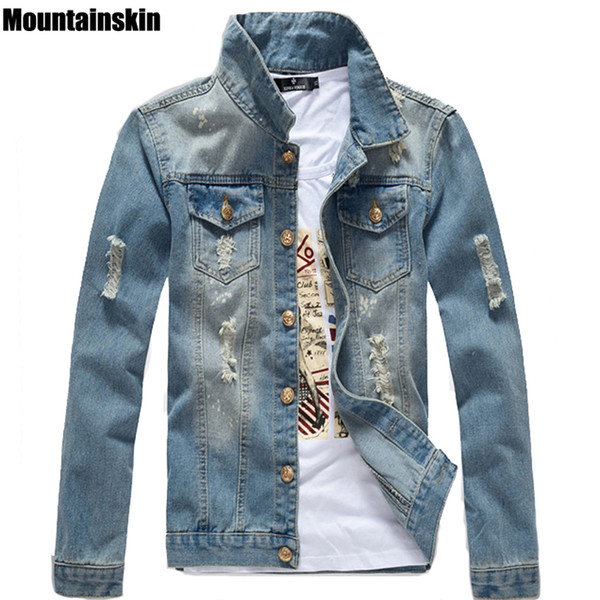 Mountainskin Spring Men's Jean Jacket Slim Men Fits Denim Jeans Solid Male Jean Coats Men Cowboy Fashion Brand Clothing,SA158