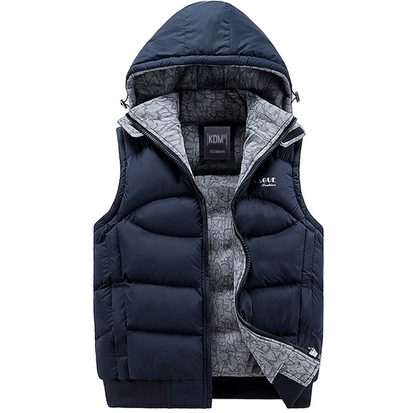 Jacket Men Sleeveless Veste homme Mens Winter Fashion Casual Coats Male Hooded Cotton-Padded Men's Vest Thickening Waistcoat