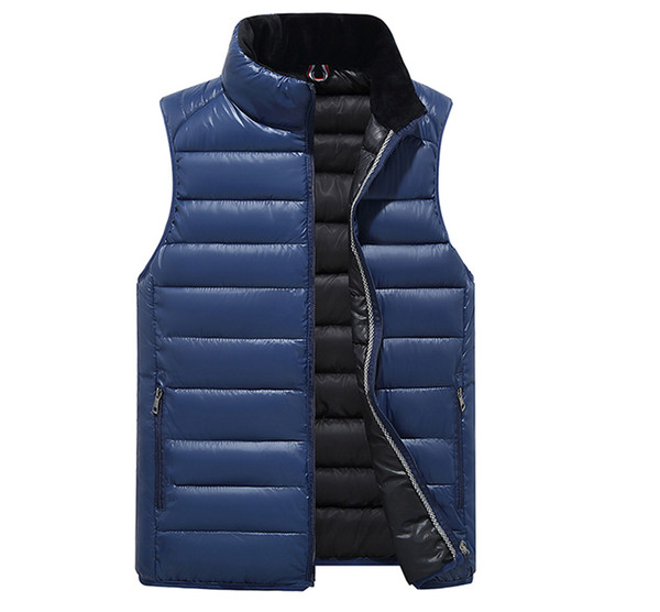 Men Vests Men's Sleeveless Outwear Jackets Winter Fashion Casual Slim Solid Cotton-Padded Waistcoat Thicken Warm Coats