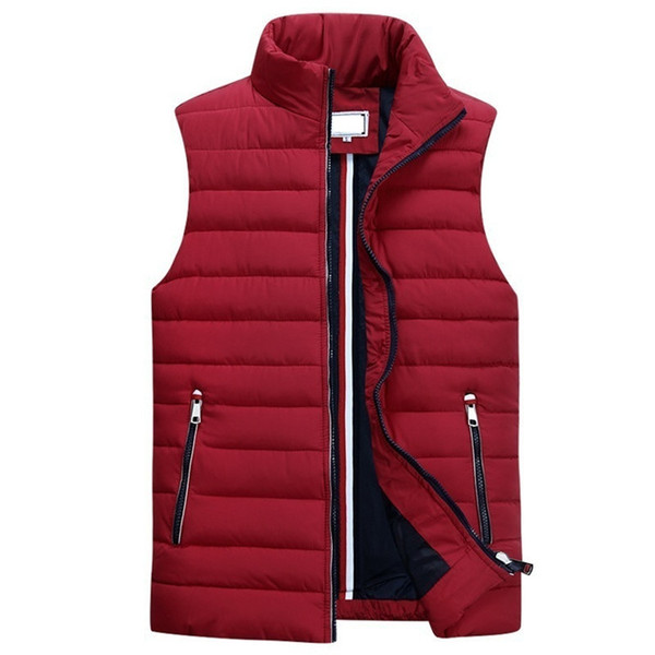 MenVest Sleeveless Winter Casual Coats Male Cotton-Padded Vest Men