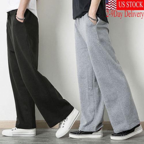 Unisex Mens Womens Sweatpants Fleece Workout Pants Elastic Waist Men Casual Solid Loose Cotton Pants Male