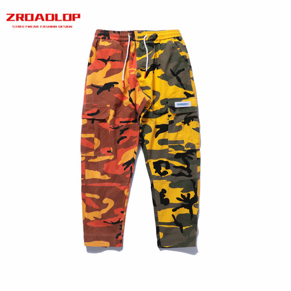 2019 Newest Color Camo Cargo Pants Mens Fashion Baggy Tactical Trouser Hip Hop Casual Cotton Multi Pocket Harem Pants Streetwear