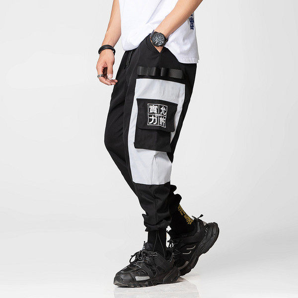 Dropshipping 2019 New Men Splice Pocket Hip Hop Pants