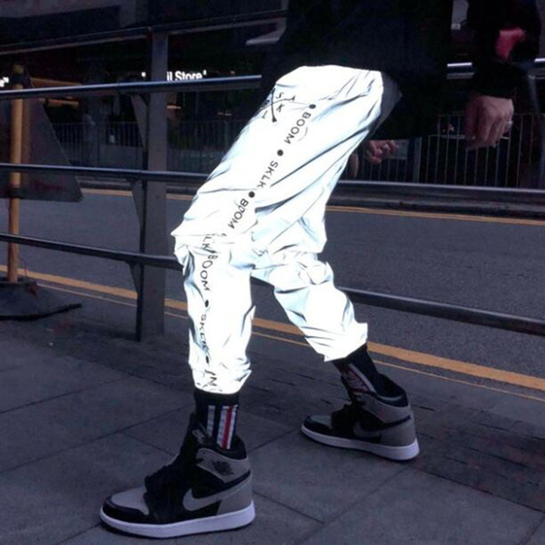 Hot Sale 3M Reflective Pants Men's Hip Hop Reflective Printed Pants Hi Street Male Harem Joogers