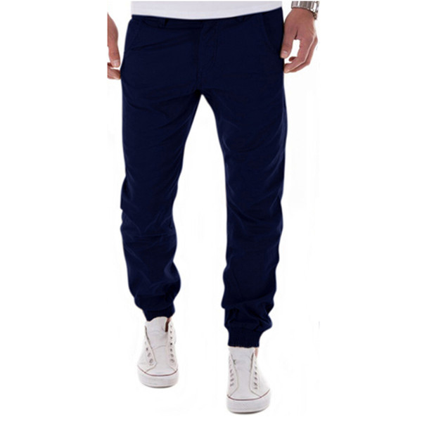 2019 New Casual Men Pants Slim Pant Straight Trousers Fashion Solid Khaki Black Pants Men Small Foot Trousers Plus Size XXXL