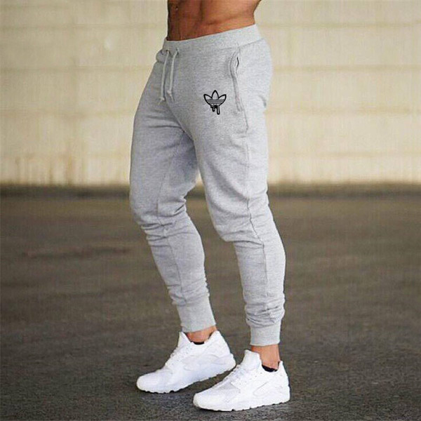 new men's pants fitness cotton men's trousers fashion casual pants tight Drawstring printing men stretch Sweatpants