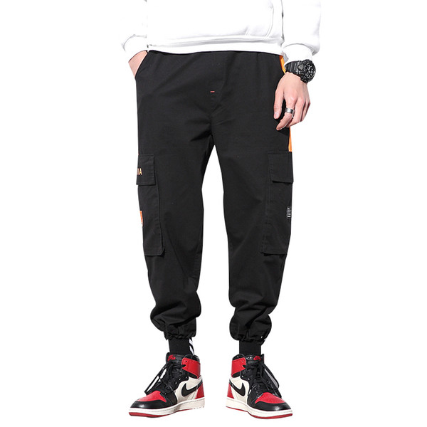 Fat brother plus fertilizer XL male Harlan beam foot 9 points casual pants 2019 spring and summer tide brand loose overalls