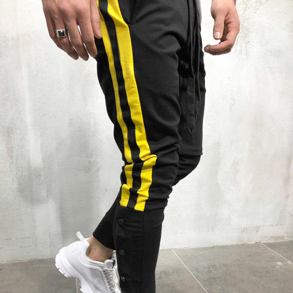 New Fashion Mens Long Pants Hip Hop Striped Skinny Street Style High Fashion Sports Casual Full Length Jogging for Male Boy M-3XL