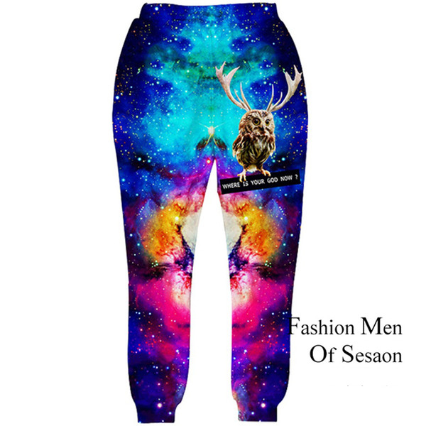 Wholesale-2016 New Fashion Men Joggers Pants 3D Graphic Galaxy Space Casual Sweatpants Male Hip Hop Paint Trousers Size S-XL