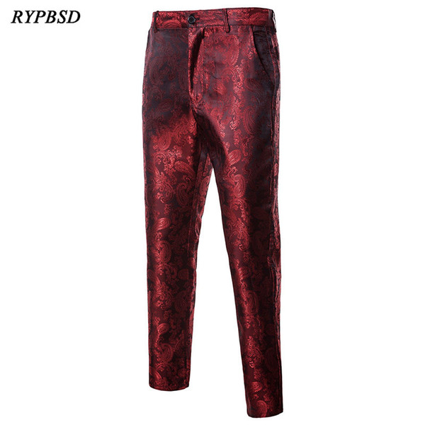 Autumn Winter Style Retro Print Flower Pants Design Cool Fashion Performance Clothing Slim Fit Dress Suit Trousers Men