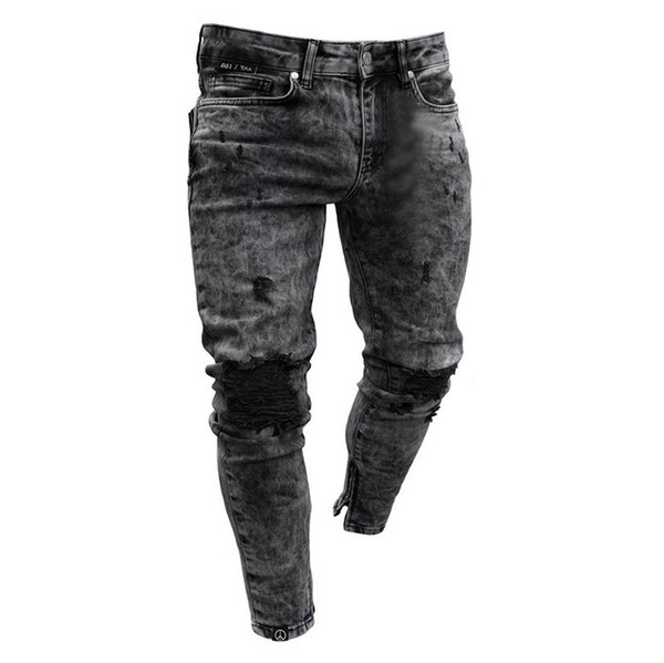 Jeans Men Top Brand Men Clothes 2019 Skinny Stretch Denim Pants Distressed Ripped Freyed Slim Fit Jeans Trousers Of Male c0315