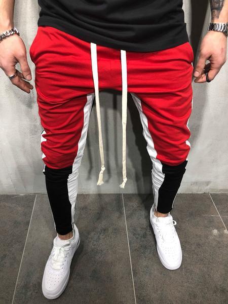 Brand Men Casual Pants Fashion Male Hip Hop Sweatpants Side Stripe Justin Bieber Contrast Color Jogger Harem Streetwear