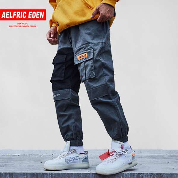 Aelfric Eden 2018 Pockets Cargo Pants Men Color Patchwork Casual Jogger Fashion Tactical Trousers Tide Harajuku Streetwear KJ334