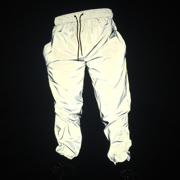 Free Dropshipper Joggers men's reflective pants men hip hop women dance dancing night light shiny blink long pants