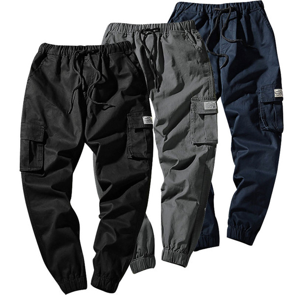 Men Hip Hop Streetwear Casual Cotton Cargo Pant Multi Pocket Pants for Male Jogger Sweatpants K9023