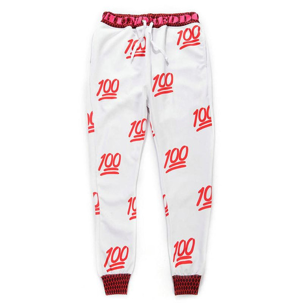 [Mikeal] New 100 emoji joggers pants white/black for women/girl sweatpant trousers cartoon outfit clothes men pant