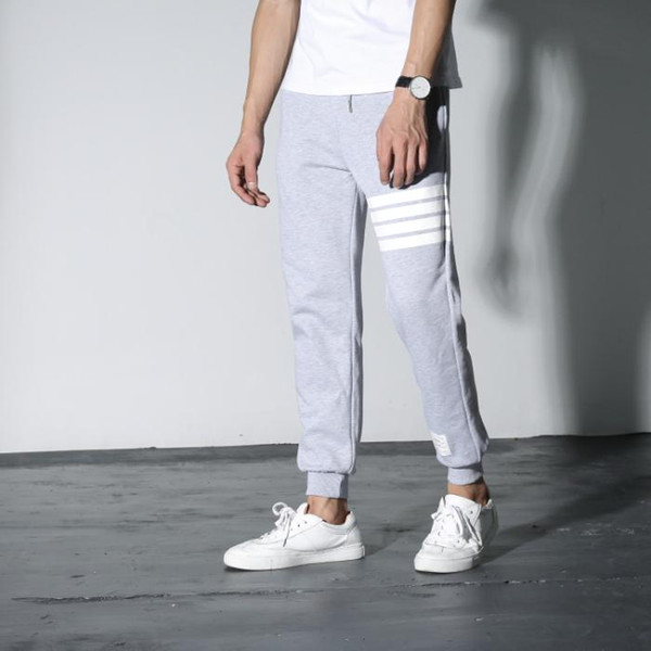 Wholesale- new exclusive distribution THOM BROWN classic red and blue striped webbing folding tooling twill trousers Cropped Pants