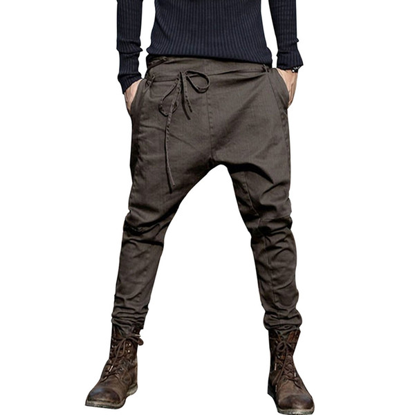 Men Harem Pants Fashion 2018 Casual Pants Men Trousers Low Crotch Pant Joggers Feet hanging crotch