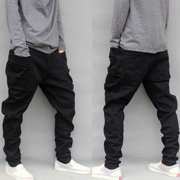 Casual Plus Size Black Cargo Pants For Men Cotton Loose Baggy Harem Pants Big Side Pockets Hip Hop Pantalon Homme M-6XL