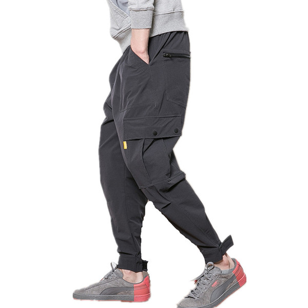 2017 Fitness Long Pants Men Casual Sweatpants Baggy Jogger Trousers Fashion Fitted Bottoms streetwear hiphop black cargo pants