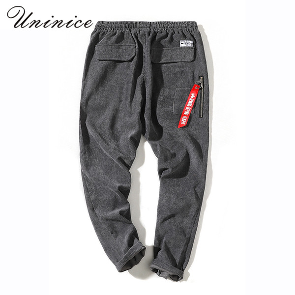 New autumn men's plus size 5XLcasual pants nine point teenagers pants ribbon corduroy trousers male winter warm pocket